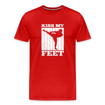 Kickboxing Kiss My Feet Funny Kickboxer Gift Idea - T-shirt bio Premium Homme - rouge - Devant - Damien (186cm)