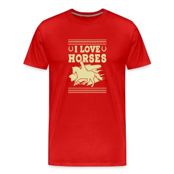 J’aime les chevaux - T-shirt bio Premium Homme - rouge - Devant - Damien (186cm)