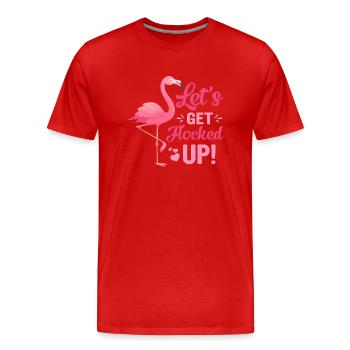 Lass uns in Scharen strömen, Flamingo - Männer Premium Bio T-Shirt - Rot - Vorne - Damien (186cm)