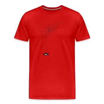 Fröhliche Spinne guckt aus ihrem Netz - Männer Premium Bio T-Shirt - Rot - Vorne - Damien (186cm)