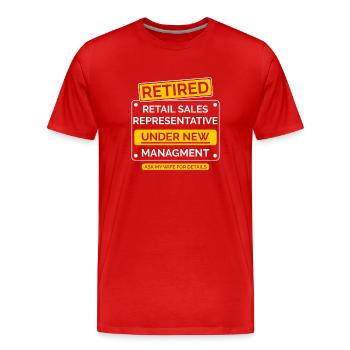 Retail Representative Retirement - Men's Premium Organic T-Shirt - red - Front - Damien (186cm)