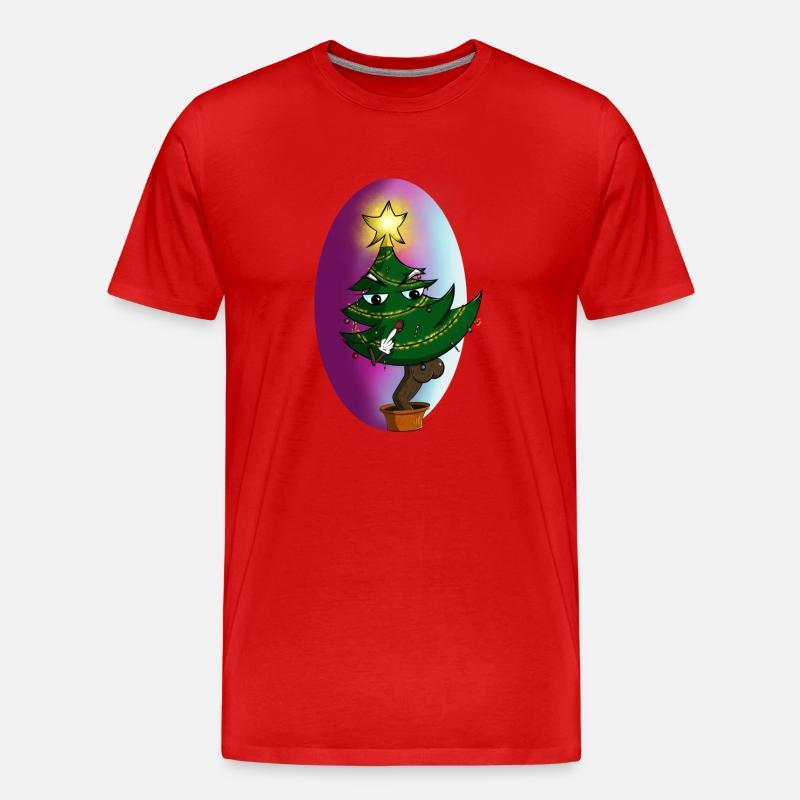 Weihnachtsbaum - Männer Premium Bio T-Shirt - Rot