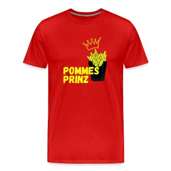 Pommes Prinz Fritten Pommesliebe Kartoffel - Männer Premium Bio T-Shirt - Rot - Vorne - Damien (186cm)