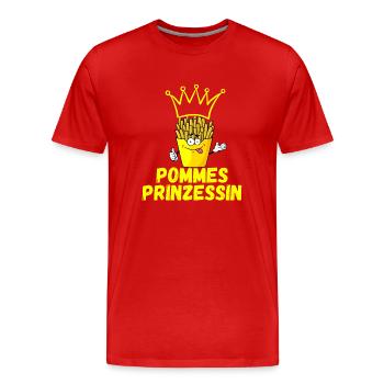 Pommes Prinzessin Kartoffel Pommeskrone - Männer Premium Bio T-Shirt - Rot - Vorne - Damien (186cm)