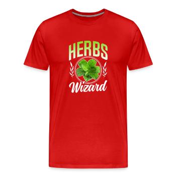 Herbe Wizard Herboristerie de jardin d’herbes - T-shirt bio Premium Homme - rouge - Devant - Damien (186cm)