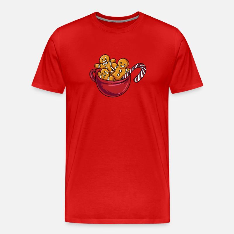Weihnachtsbecher Gingerman - Männer Premium Bio T-Shirt - Rot