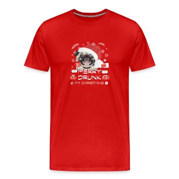 Marché de Noël du carlin - T-shirt bio Premium Homme - rouge - Devant - Damien (186cm)