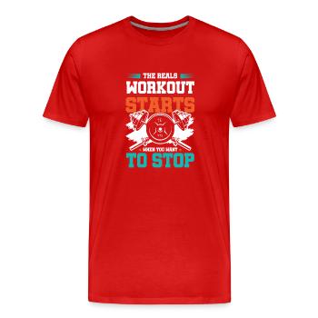 Fitness Workout Gym - T-shirt bio Premium Homme - rouge - Devant - Damien (186cm)