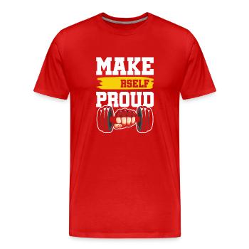Fitness Stolz Workout - T-shirt bio Premium Homme - rouge - Devant - Damien (186cm)
