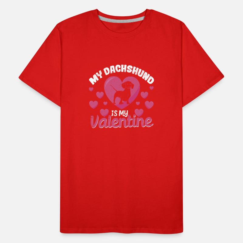 Mon teckel est mon chiot de la Saint-Valentin La Saint-Valentin T-shirt bio Premium Homme
