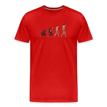 Évolution humaine - T-shirt bio Premium Homme - rouge - Devant - Damien (186cm)