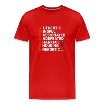 Leg surgery wheelchair lost leg - Men's Premium Organic T-Shirt - red - Front - Damien (186cm)