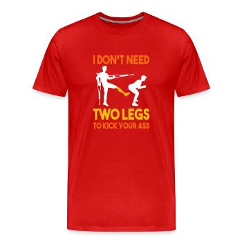 Leg surgery wheelchair lost leg - Men's Premium Organic T-Shirt - red - Front - Damien (186cm)
