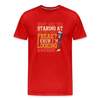 Leg surgery wheelchair lost leg - Men's Premium Organic T-Shirt - red - Front - Damien (186cm)