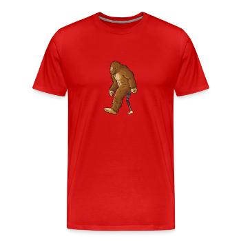 Leg surgery wheelchair lost leg - Men's Premium Organic T-Shirt - red - Front - Damien (186cm)