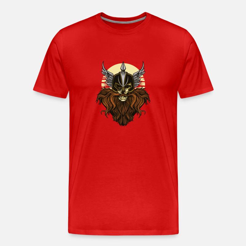 Vollbart Wikingerhelm Vollbart Wikingerhelm Zitat - Männer Premium Bio T-Shirt - Rot