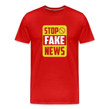 Halte aux fake news Liberté de la presse Droit de la presse - T-shirt bio Premium Homme - rouge - Devant - Damien (186cm)