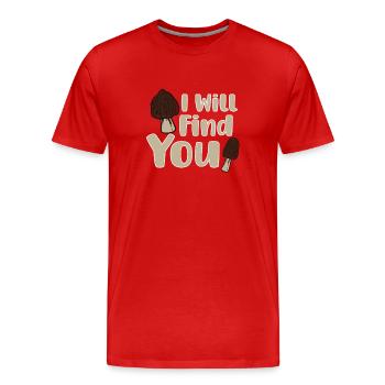 Morilles Cueillette de champignons Champignon fermier - T-shirt bio Premium Homme - rouge - Devant - Damien (186cm)