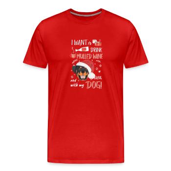Rottweiler vin chaud Noël - T-shirt bio Premium Homme - rouge - Devant - Damien (186cm)