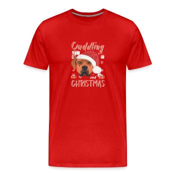 Rhodesian Ridgeback Merry Christmas - Men's Premium Organic T-Shirt - red - Front - Damien (186cm)