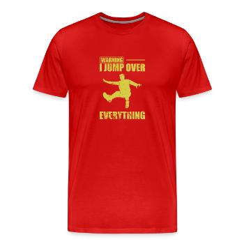 Warning I jump over Everything Parkour Sport - Men's Premium Organic T-Shirt - red - Front - Damien (186cm)