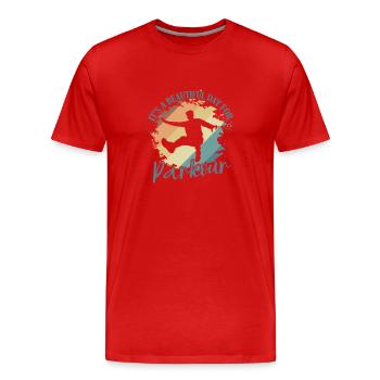 It's a beautiful Day for Parkour Sport - Men's Premium Organic T-Shirt - red - Front - Damien (186cm)