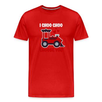 I Choo Choo Choose You Valentine's Day Train Lover - Men's Premium Organic T-Shirt - red - Front - Damien (186cm)