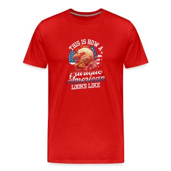 So Sieht Ein Patriotischer Amerikaner Aus USA - Männer Premium Bio T-Shirt - Rot - Vorne - Damien (186cm)