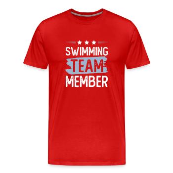 Équipe de natation - T-shirt bio Premium Homme - rouge - Devant - Damien (186cm)