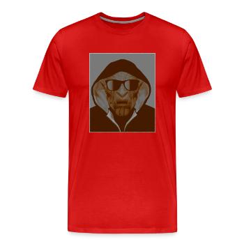 Ghetto Orc avec lunettes de soleil et capuche - T-shirt bio Premium Homme - rouge - Devant - Damien (186cm)