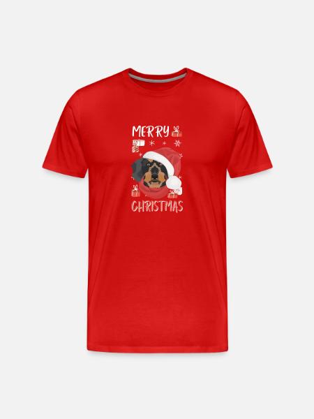 Wire-haired Dachshund Merry Christmas - Men's Premium Organic T-Shirt - red