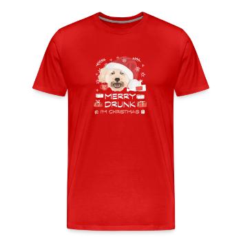 Pudel Weihnachtsmarkt - Männer Premium Bio T-Shirt - Rot - Vorne - Damien (186cm)