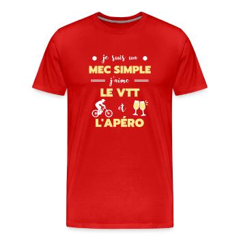 mec simple vtt apéro humour vététiste homme rigolo - T-shirt bio Premium Homme - rouge - Devant - Damien (186cm)
