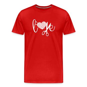 Tricot Tricot Crochet Tricoteur - T-shirt bio Premium Homme - rouge - Devant - Damien (186cm)