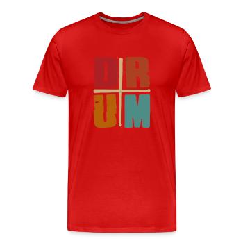 Drum Drumsticks Retro Vintage - Cool Drummer Gift - T-shirt bio Premium Homme - rouge - Devant - Damien (186cm)