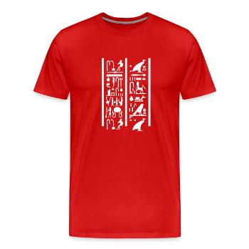 Hiéroglyphes égyptologue, Égypte ancienne - T-shirt bio Premium Homme - rouge - Devant - Damien (186cm)