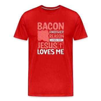 Amateurs de bacon Drôle de bacon Célèbre nourriture Keto - T-shirt bio Premium Homme - rouge - Devant - Damien (186cm)