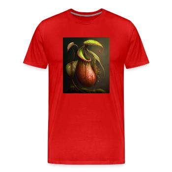Plante carnivore Pichet Insectivore Mangeur Plante Graphique - T-shirt bio Premium Homme - rouge - Devant - Damien (186cm)
