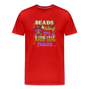 Perles et Bling C’est une chose de Mardi Gras - T-shirt bio Premium Homme - rouge - Devant - Damien (186cm)