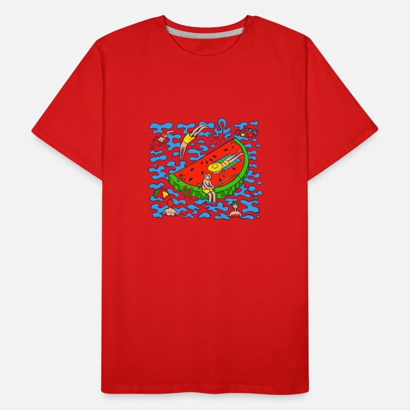 Baignade estivale Tranche de pastèque dans l’eau T-shirt bio Premium Homme