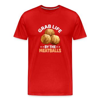 Grab Life By The Meatballs Foodie Chef Italian Hum - Männer Premium Bio T-Shirt - Rot - Vorne - Damien (186cm)