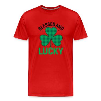 Frohen Saint Patricks Day Regenbogen Gold Kobold - Männer Premium Bio T-Shirt - Rot - Vorne - Damien (186cm)