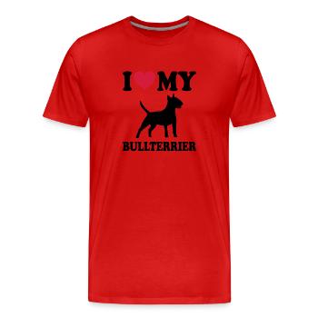 Bullterrier - Männer Premium Bio T-Shirt - Rot - Vorne - Damien (186cm)