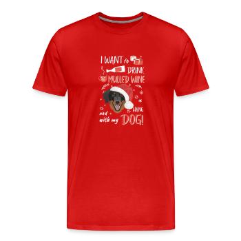 Hovawart Vin chaud Noël - T-shirt bio Premium Homme - rouge - Devant - Damien (186cm)