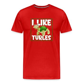 I Like Turles - Männer Premium Bio T-Shirt - Rot - Vorne - Damien (186cm)