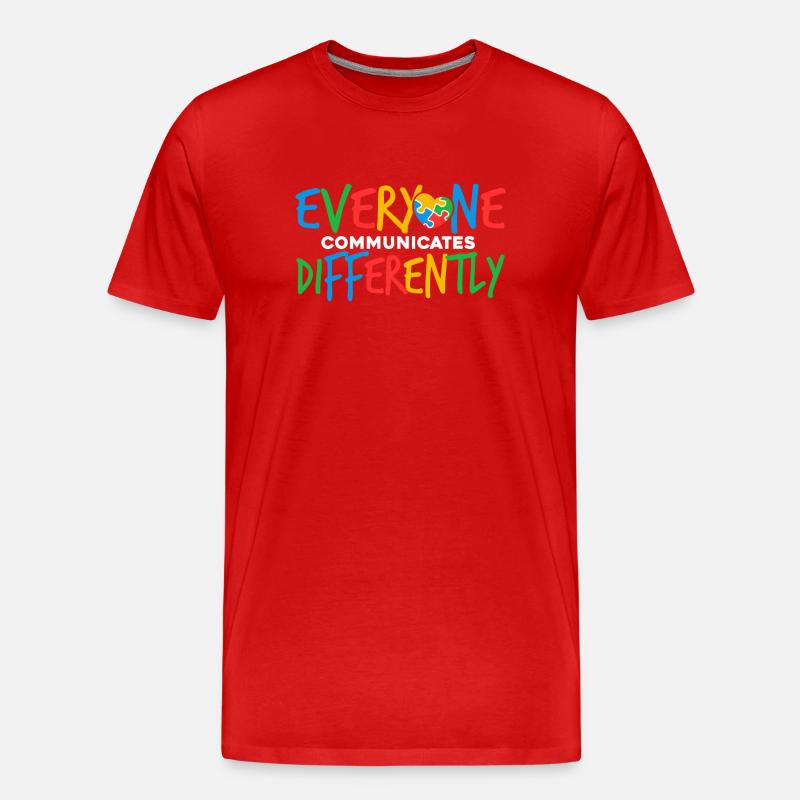 Everyone Communicates Differently - Männer Premium Bio T-Shirt - Rot