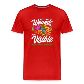 Not All Wounds Are Visible - Männer Premium Bio T-Shirt - Rot - Vorne - Damien (186cm)