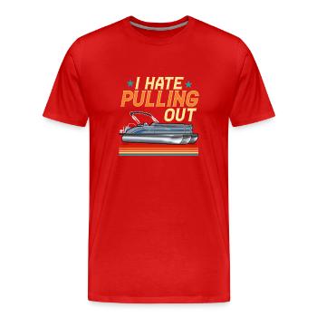 Je déteste sortir - bateau ponton - T-shirt bio Premium Homme - rouge - Devant - Damien (186cm)