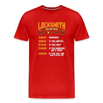 Locksmith hourly rate - locksmith's shop - Men's Premium Organic T-Shirt - red - Front - Damien (186cm)