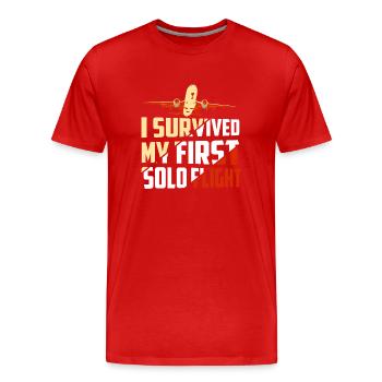 J’ai survécu à mon premier vol aérien en solo - T-shirt bio Premium Homme - rouge - Devant - Damien (186cm)